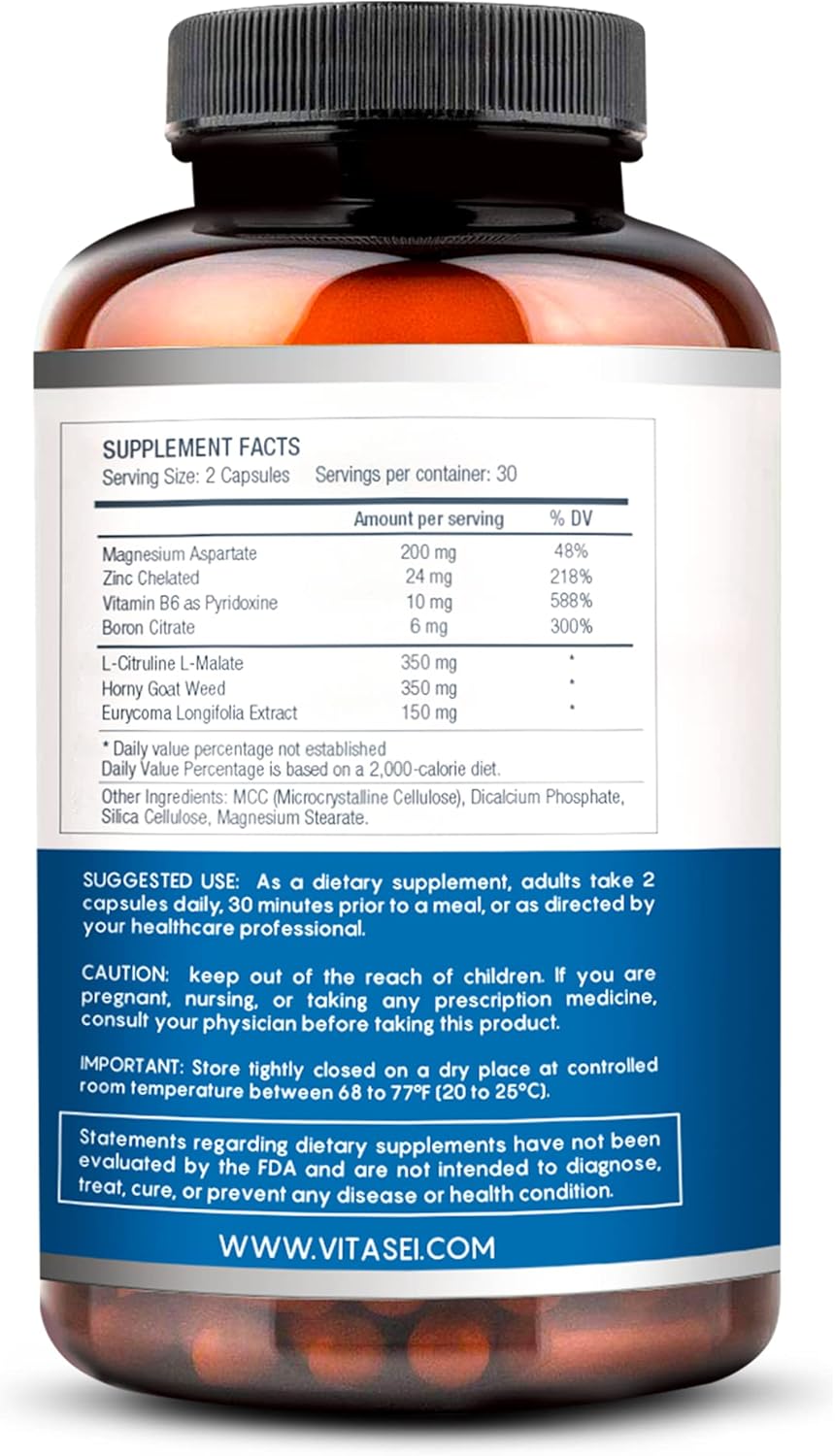 2 Pack VITASEI Testronix Men's Performance Supplement - Energy and Muscle Support - 120 Capsules