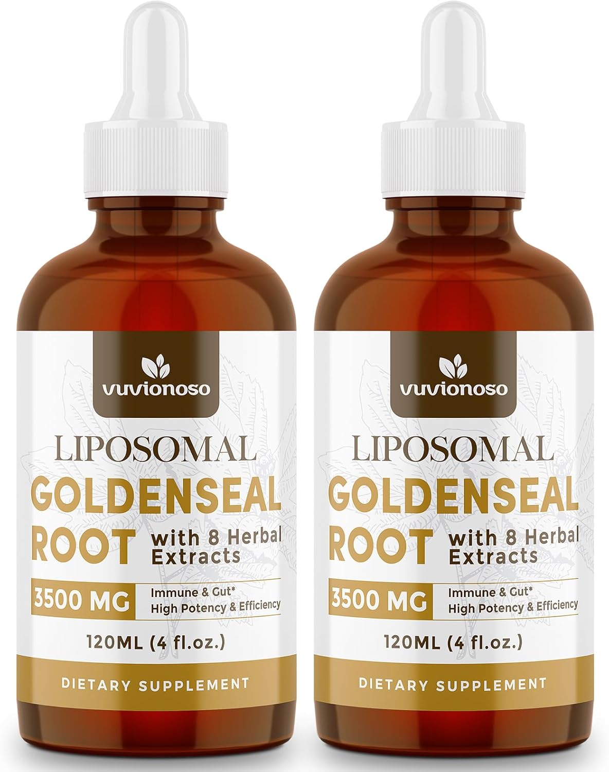 2-Pack Vuvionoso Goldenseal Root Tincture 3000mg - Immune & Lung Support - Vegan, Sugar-Free Liquid Extract with Echinacea - 120ml