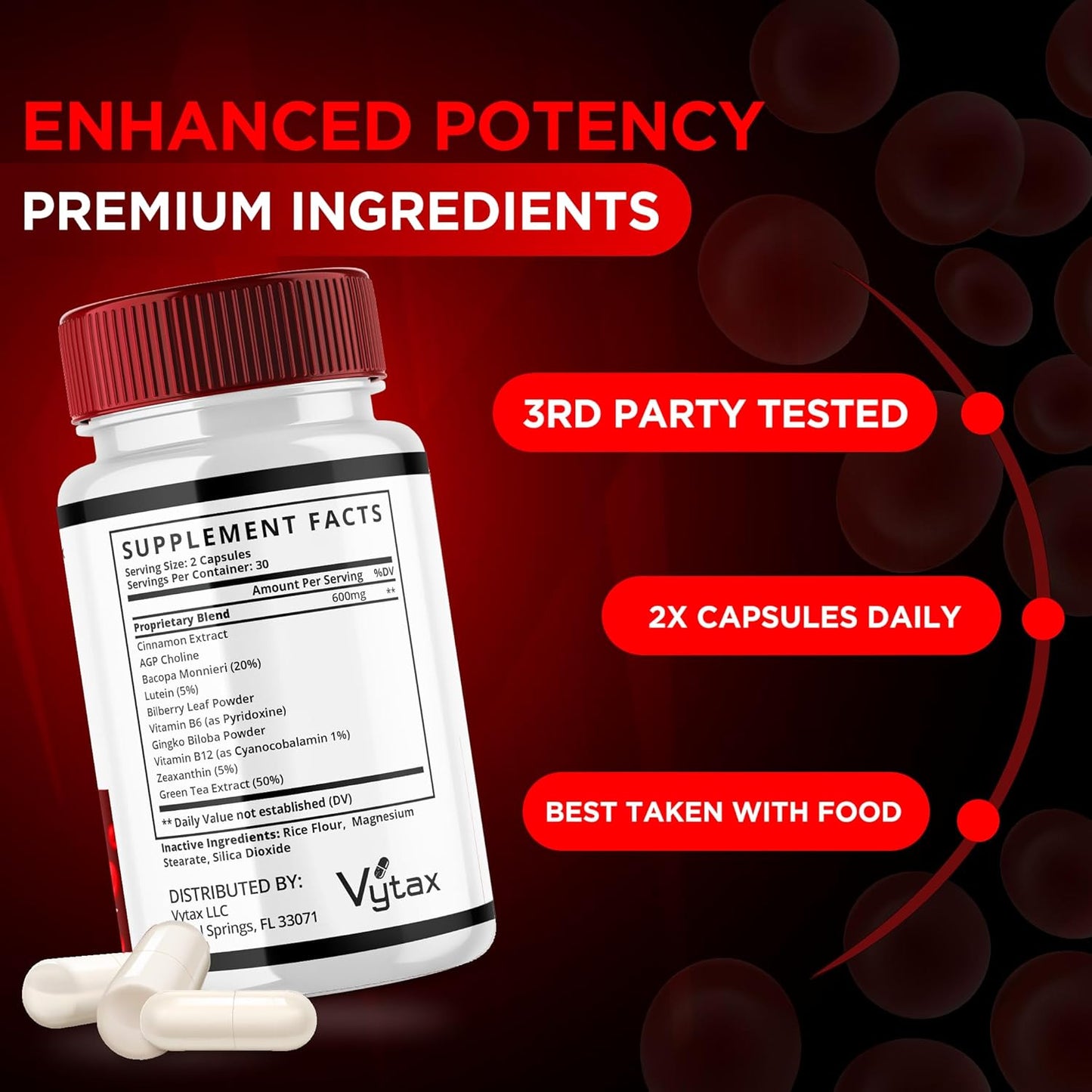 2 Pack Vytax Easy Flow Capsules for Glycogen and Blood Support - Maximum Strength Vitamin Supplement for Healthy Blood Vessels - All Natural Formula (120 Capsules)