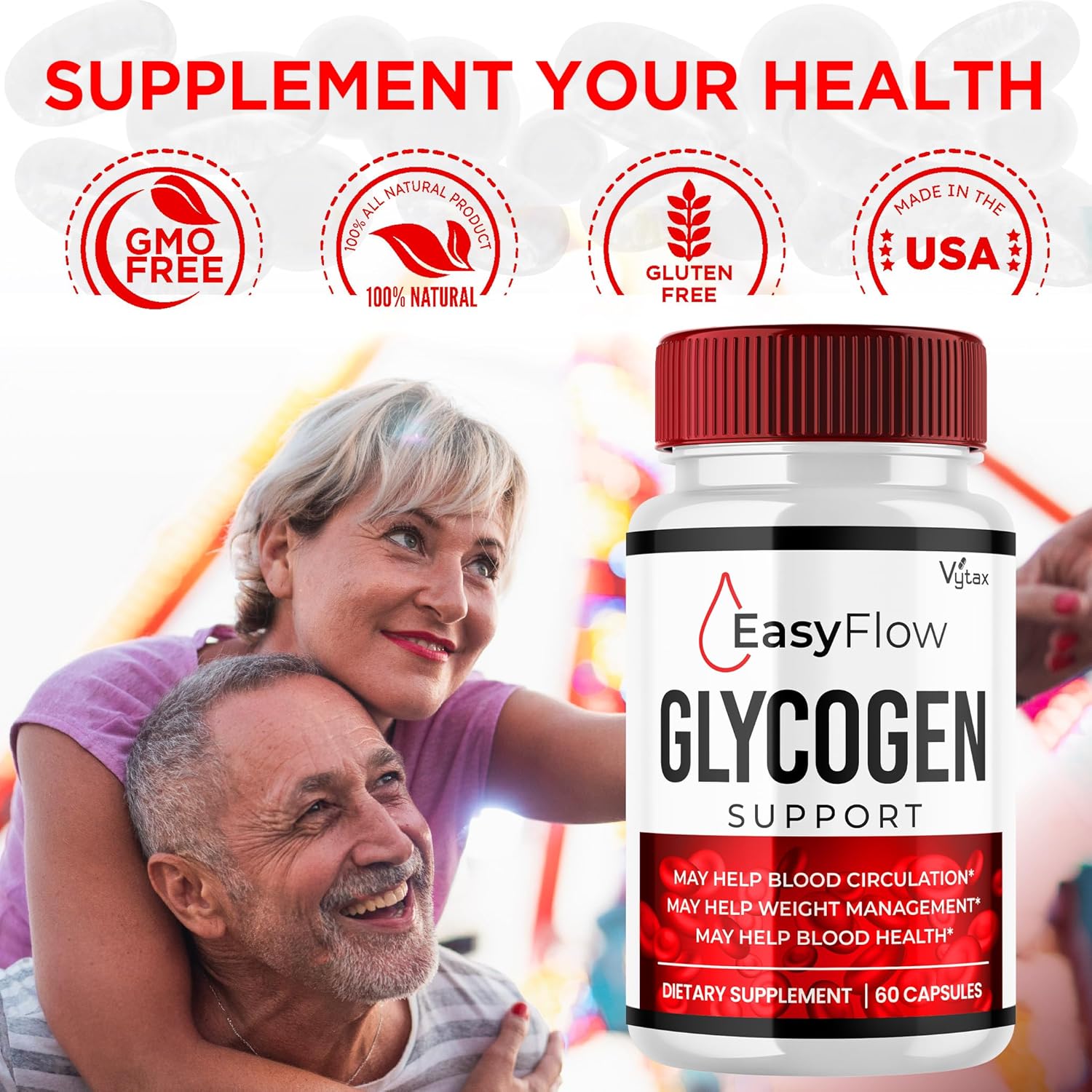 2 Pack Vytax Easy Flow Capsules for Glycogen and Blood Support - Maximum Strength Vitamin Supplement for Healthy Blood Vessels - All Natural Formula (120 Capsules)