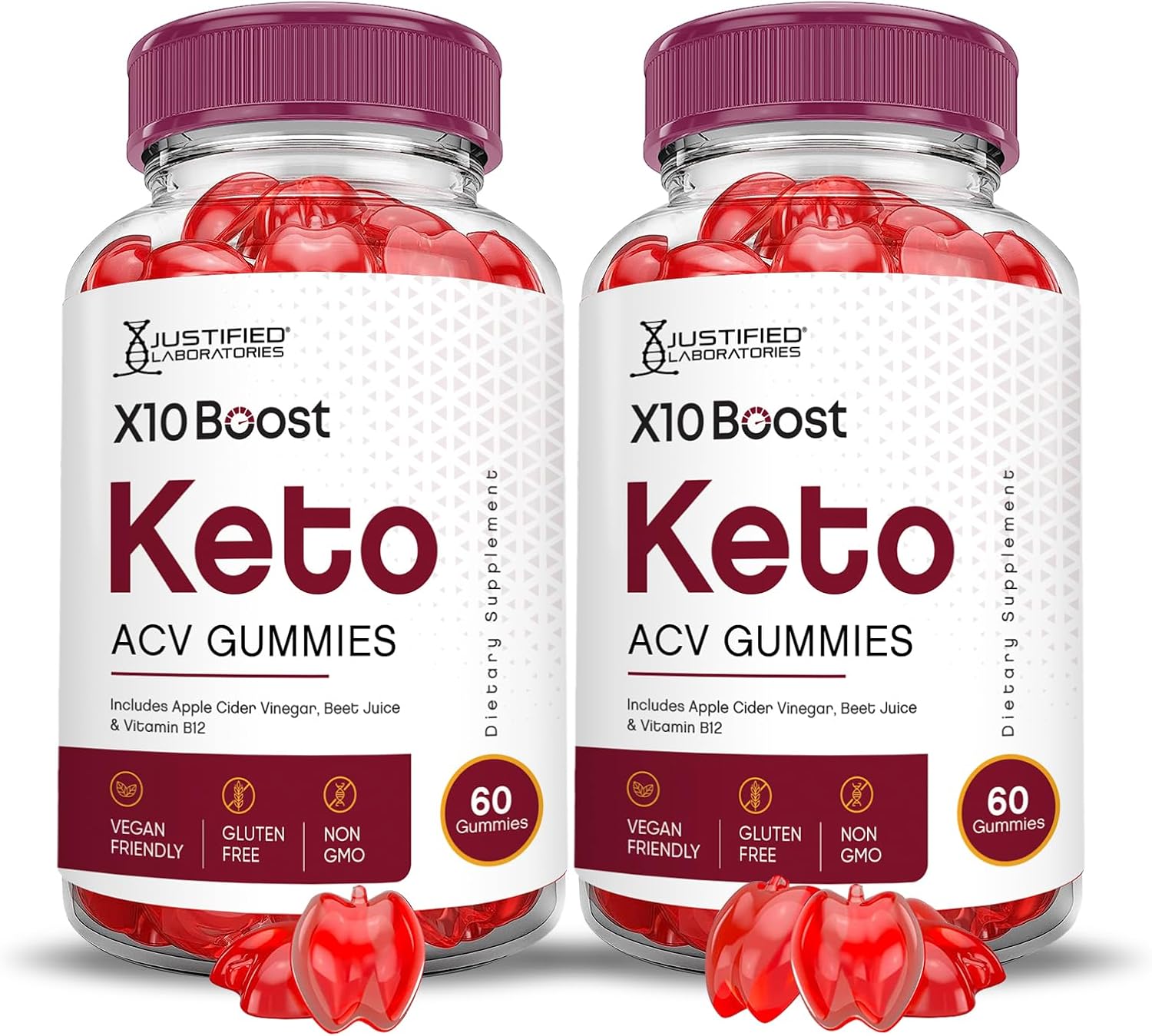2 Pack X10 Boost Keto ACV Gummies 1000MG Formula with Pomegranate Beet Juice - Vegan Non GMO 120 Gummies