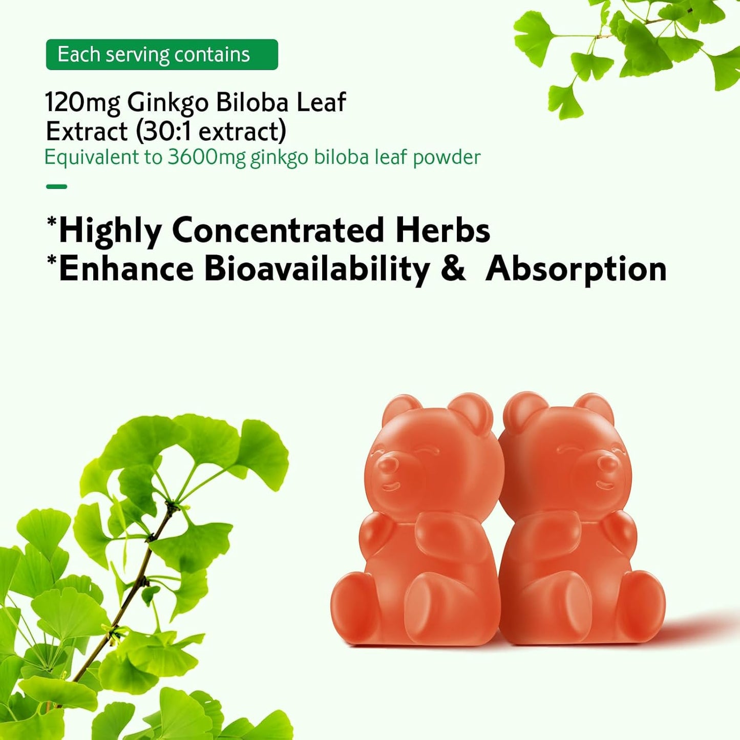2-Pack Zetelixia Ginkgo Biloba Gummies for Improved Mood and Focus - Vegan Mixed Berry Flavor - 120 Count - Brain Supplement for Men and Women