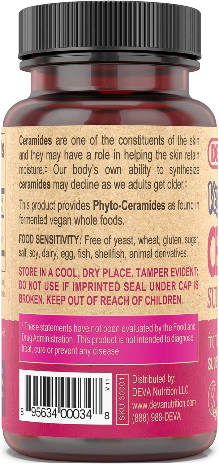 2 Packs of 60 Count DEVA Vegan Vitamins Skin Restoring Ceramide Supplement Tablets