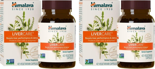 2 Packs of Himalaya LiverCare Capsules - 375mg, 42 Capsules Each - Total Liver Support, Cleanse, Detox - Protects Cells & Enzymes - 3 Week Supply