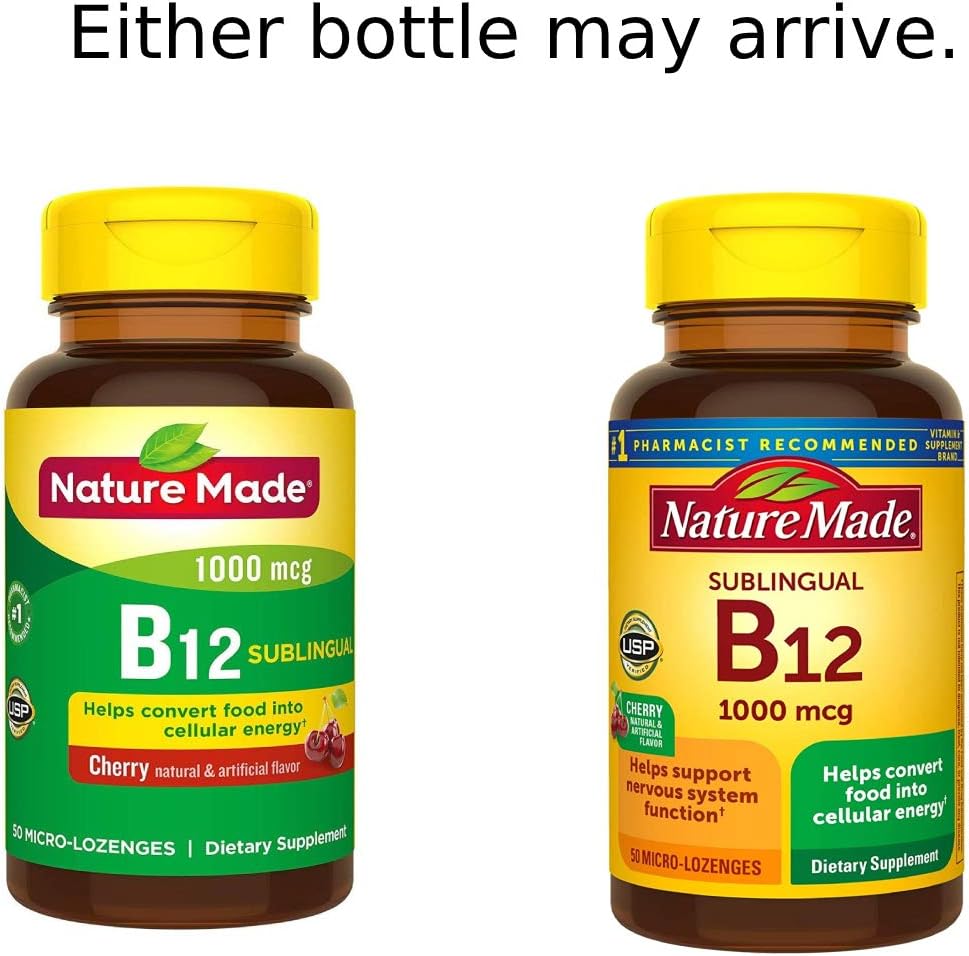2 Packs of Nature Made B-12 1000 mcg Cherry Flavor Micro-Lozenges - 100 Total Lozenges