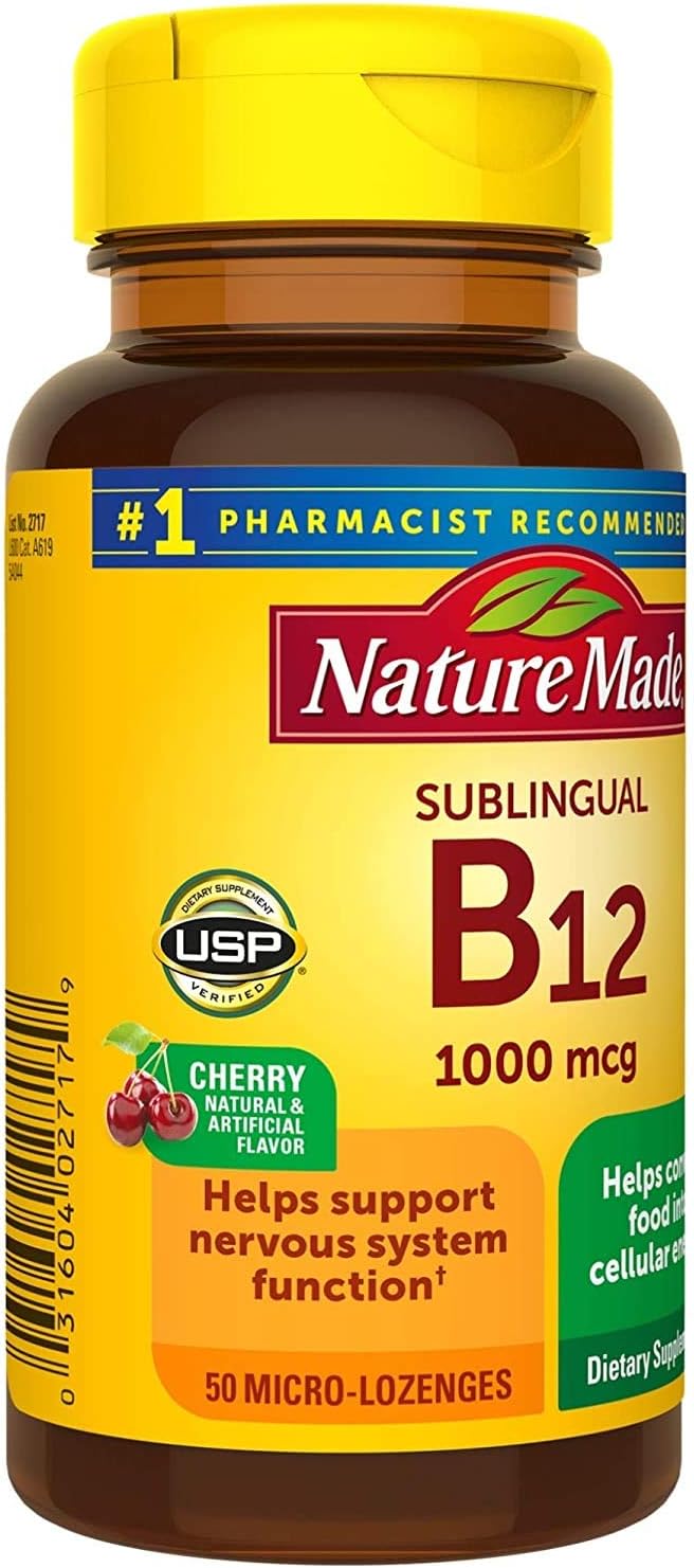 2 Packs of Nature Made B-12 1000 mcg Cherry Flavor Micro-Lozenges - 100 Total Lozenges