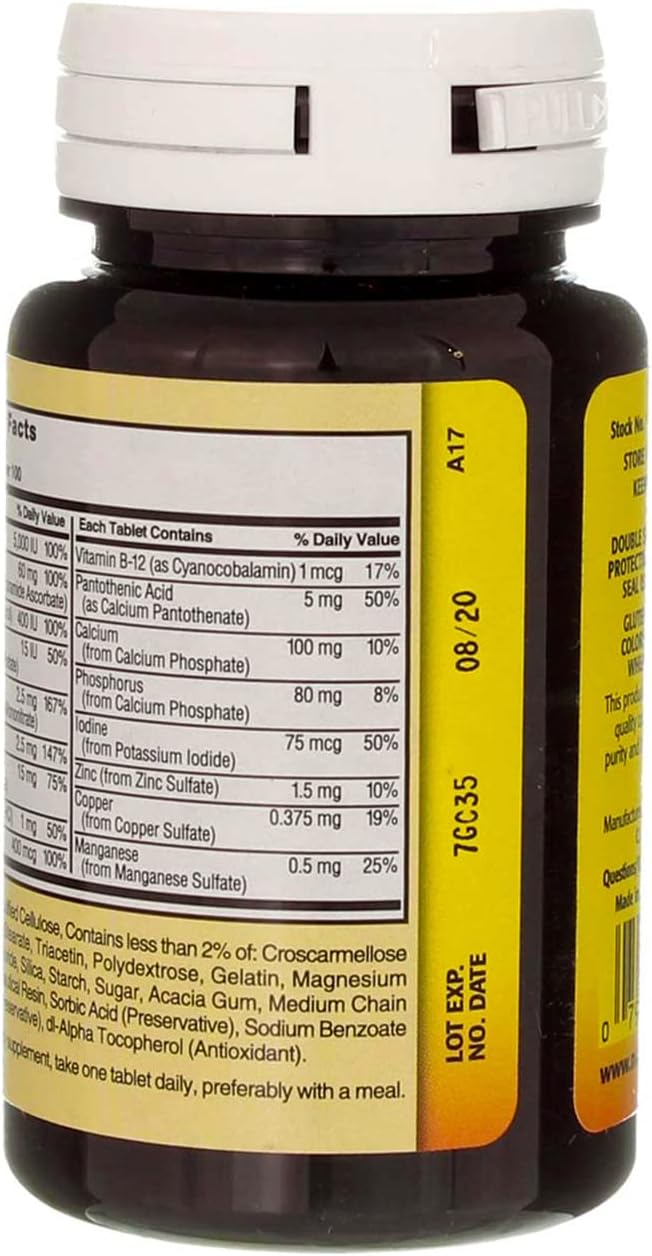 2 Packs of Nature's Blend Multiple Vitamin With Minerals Tablets - 100 Tablets Each, Iron-Free