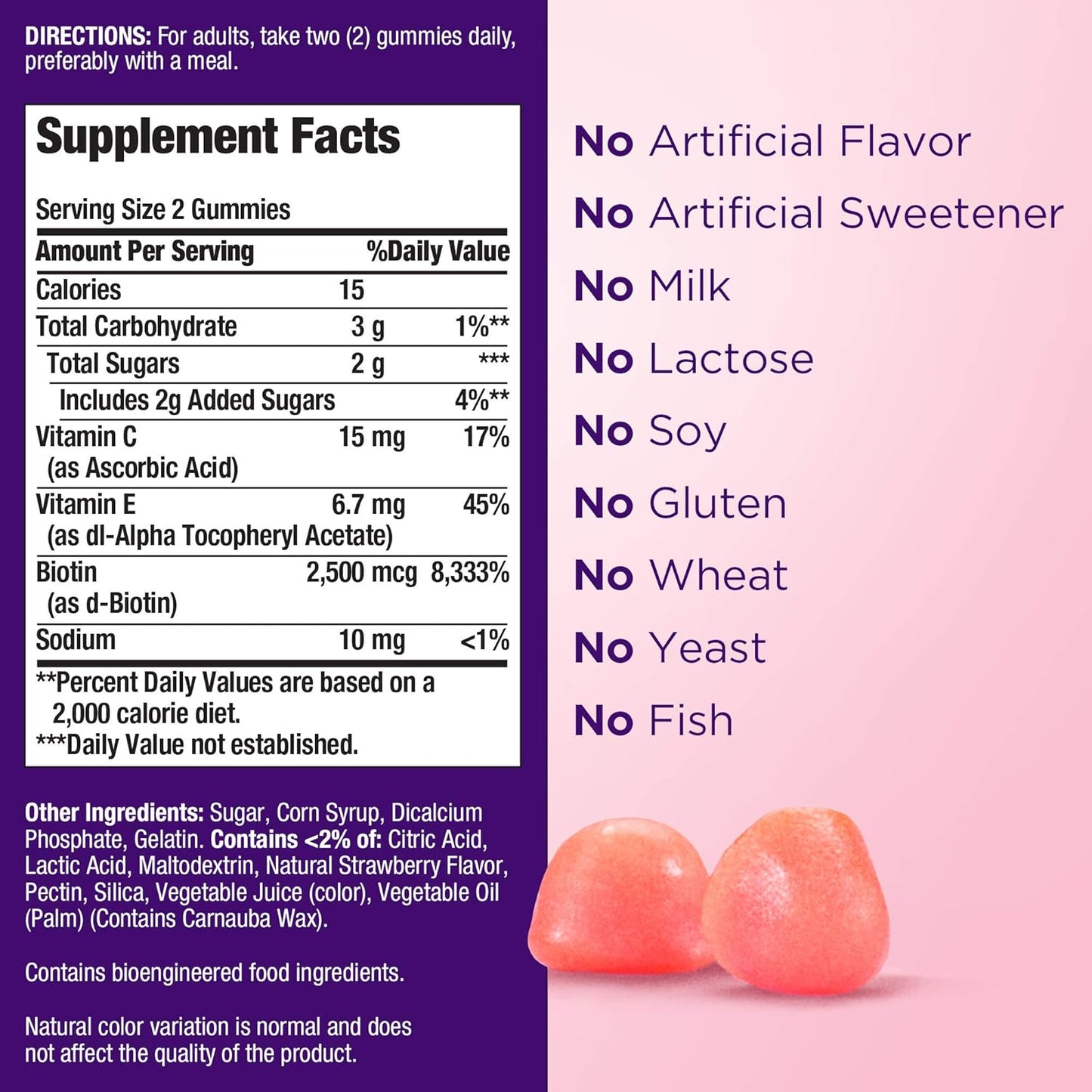 2 Packs of Nature's Bounty Hair, Skin, and Nails Gummies - Strawberry Flavor (80 Count Each)