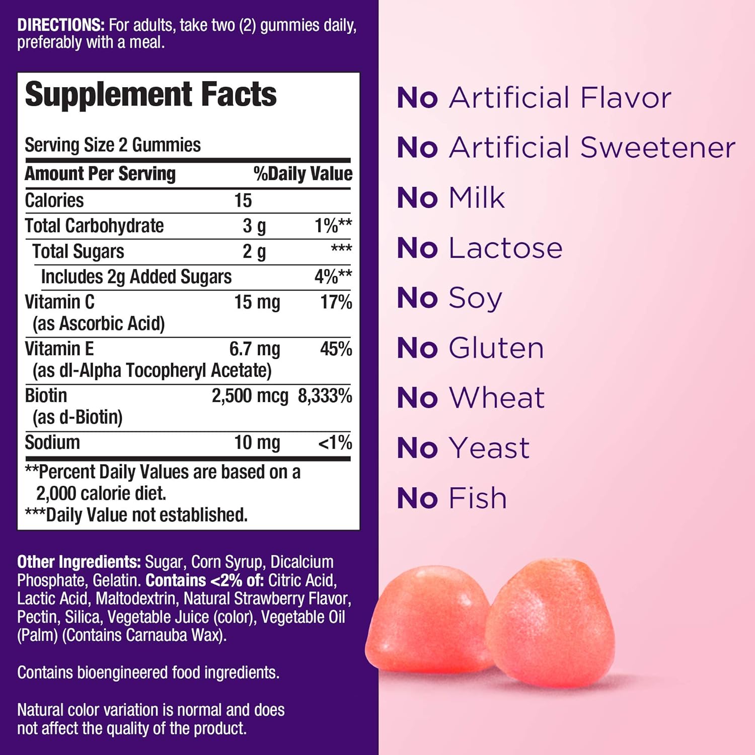 2 Packs of Nature's Bounty Hair, Skin, and Nails Gummies - Strawberry Flavor (80 Count Each)