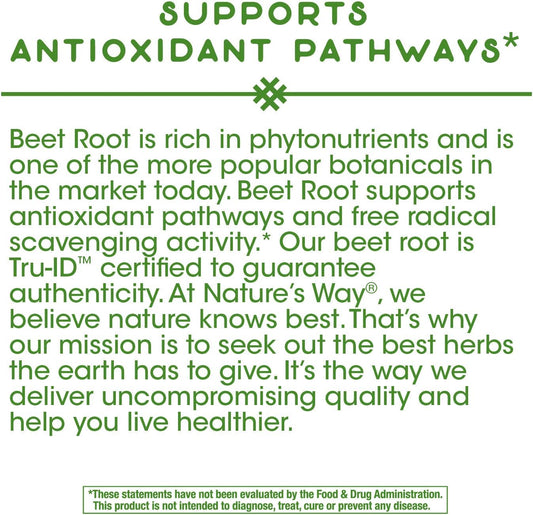 2 Packs of Nature's Way Beet Root 1,000mg, 100 Vegetarian Capsules per Pack