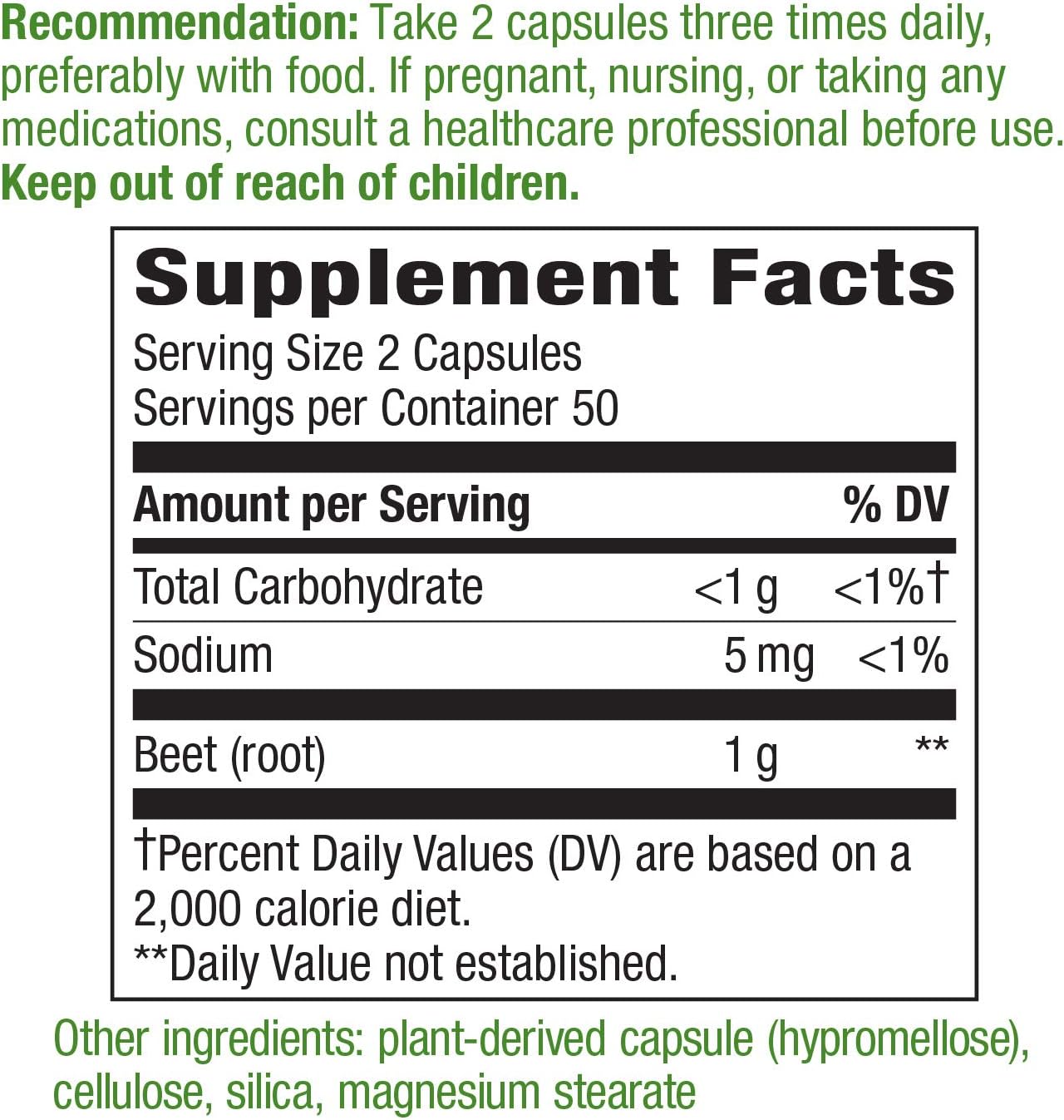 2 Packs of Nature's Way Beet Root 1,000mg, 100 Vegetarian Capsules per Pack