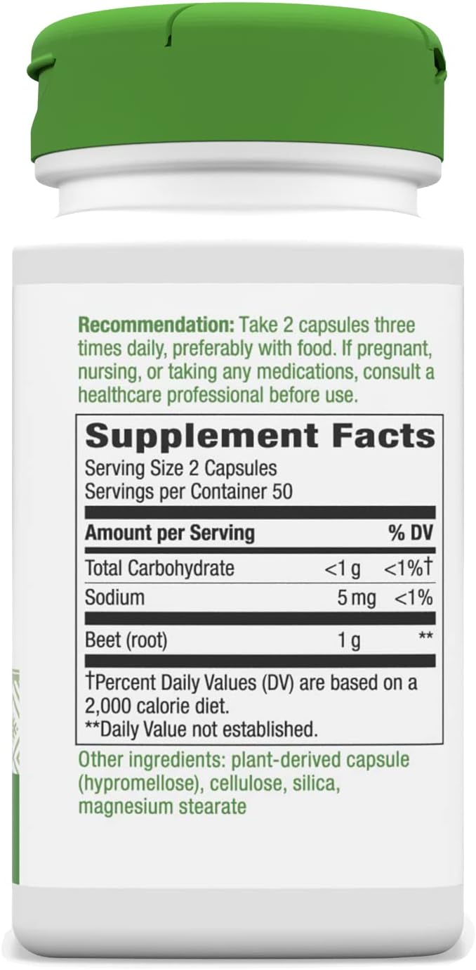 2 Packs of Nature's Way Beet Root 1,000mg, 100 Vegetarian Capsules per Pack