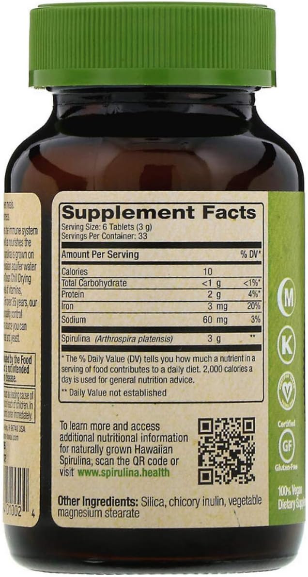 2 Packs of Nutrex Pure Hawaiian Spirulina 500mg Tablets - 200 Count Each - Energy Booster, Immune Support - Vegan, Non GMO - Grown in Hawaii - Natural Superfood