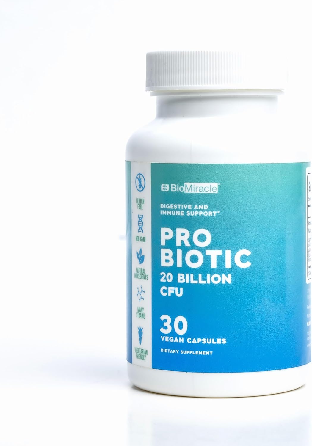20 Billion CFU Probiotic with Natural Ingredients, Gluten-Free & Non-GMO - Vegetarian Friendly with Many Strains