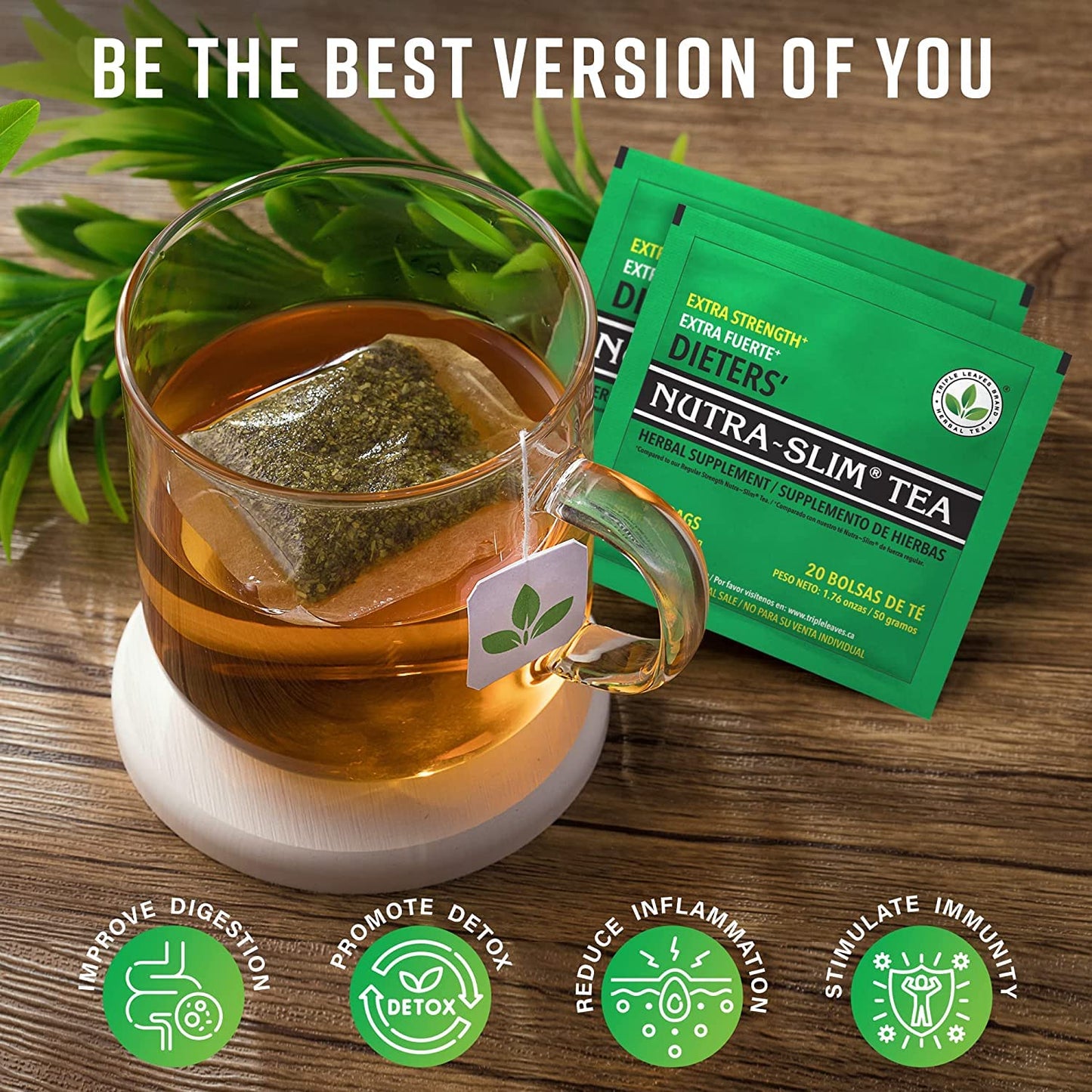 20 Tea Bags of Triple Leaves Brand Nutra-Slim Tea for Weight Loss - Powerful Detox Tea for Dieters