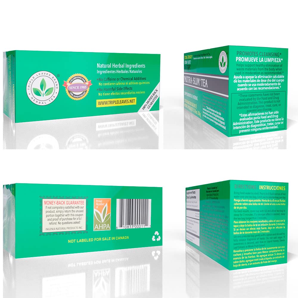 20 Tea Bags of Triple Leaves Brand Nutra-Slim Tea for Weight Loss - Powerful Detox Tea for Dieters