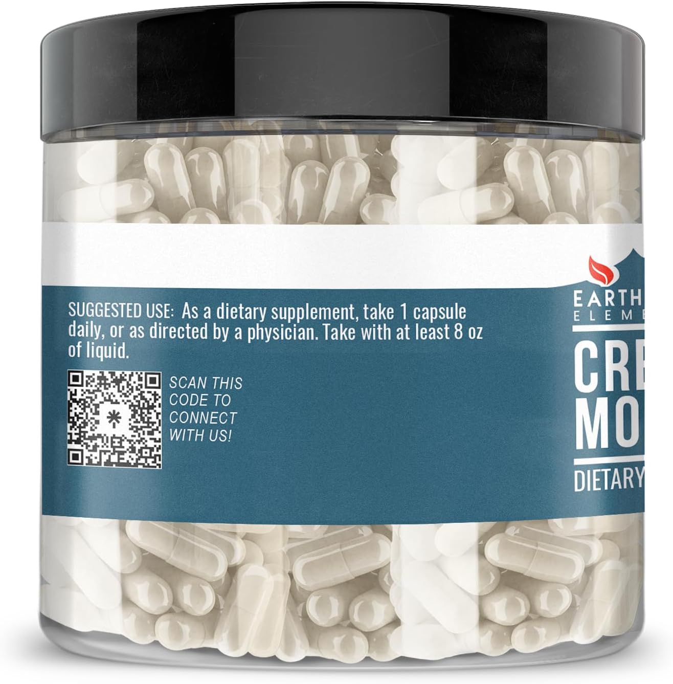 200 Capsules Earthborn Elements Creatine Monohydrate - Pure, Undiluted, Additive-Free