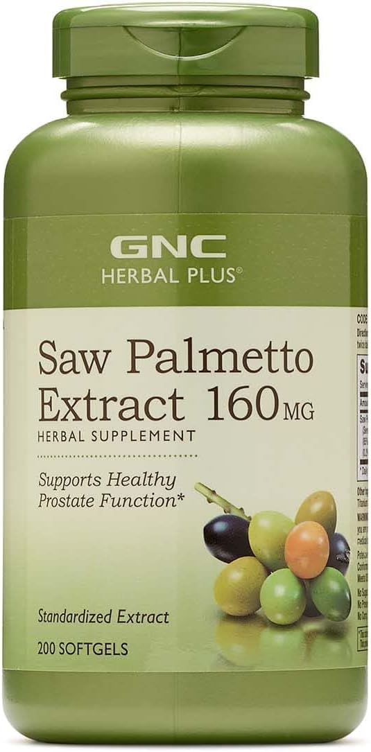 200 Capsules GNC Herbal Plus Saw Palmetto Extract 160mg for Healthy Prostate Support