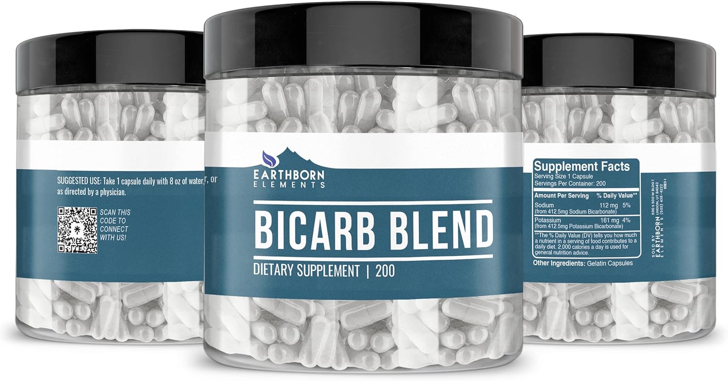 200 Capsules of Earthborn Elements Bicarb Blend - Pure, Undiluted, Additive-Free