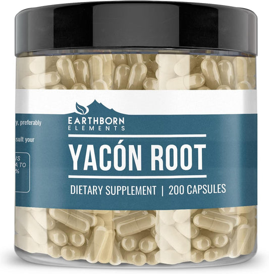 200 Capsules of Earthborn Elements Pure Yacon Root - No Additives, 100% Undiluted