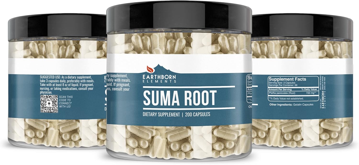 200 Capsules of Earthborn Elements Suma Root - Pure, Undiluted, Additive-Free