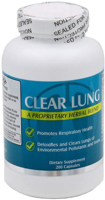 200 Capsules of Nu-Health Clear Lung Proprietary Herbal Detox Blend Formula for Respiratory Health
