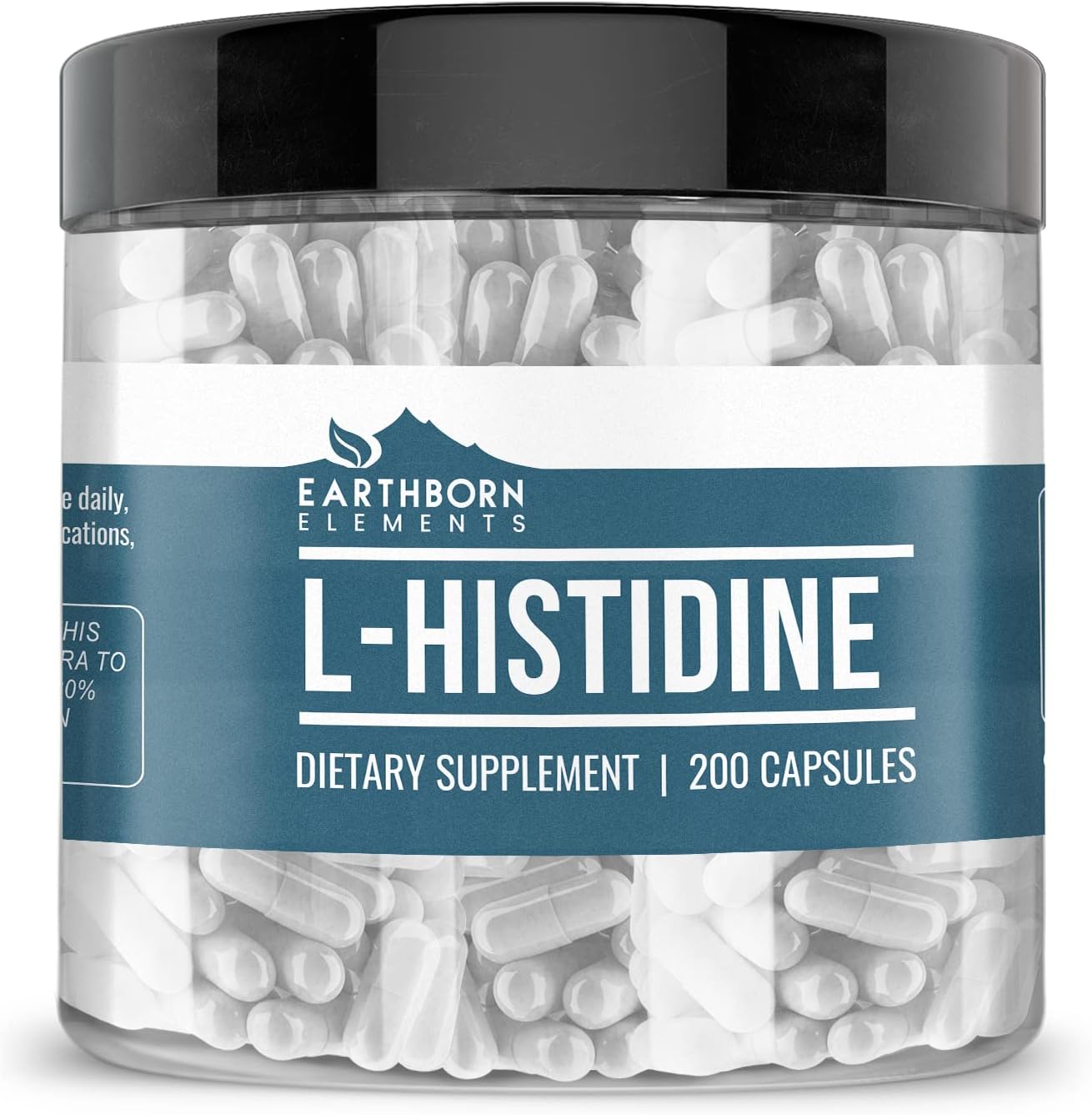 200 Capsules of Pure L-Histidine by Earthborn Elements - No Additives, Undiluted