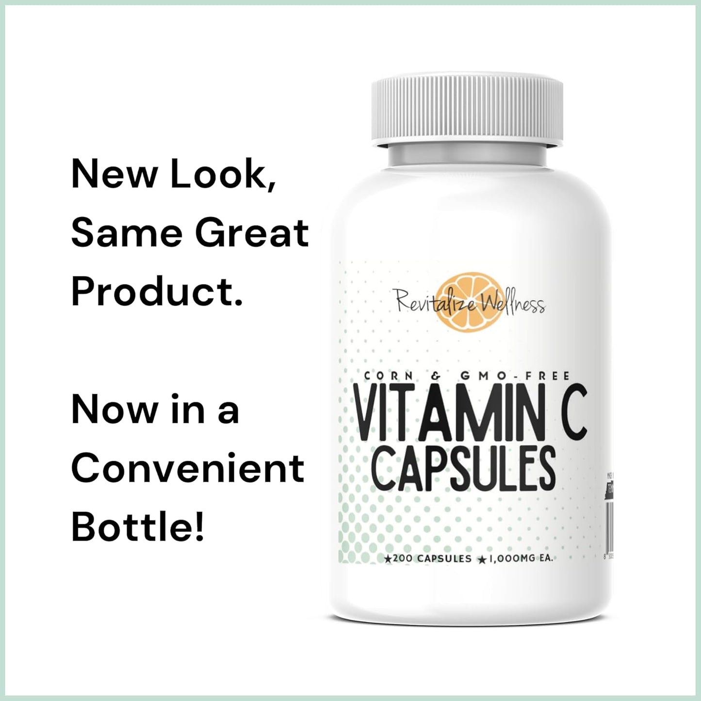 200 Capsules of Pure, Non-GMO 1000mg Vitamin C Capsules for Wellness