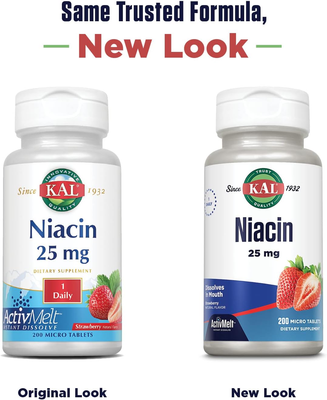 200 Count Kal 25 Mg Niacin Tablets in Strawberry Flavor