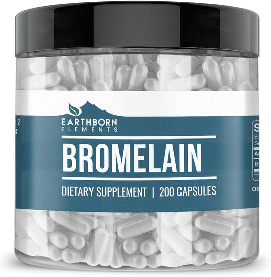 200 Count Pure & Undiluted Earthborn Elements Bromelain Capsules - Additive-Free