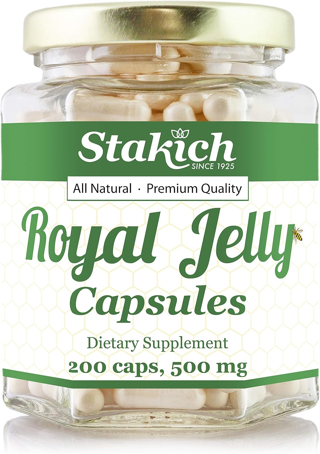 200 Count Stakich Royal Jelly Capsules 500 mg - High Quality Supplement for Energy and Immune Support