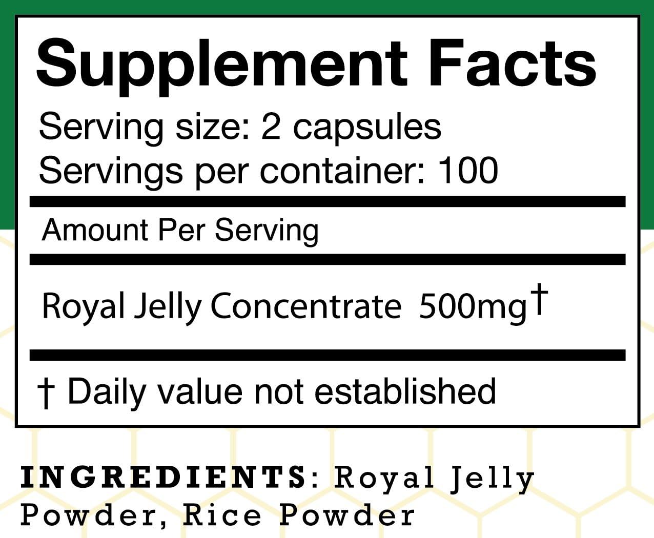 200 Count Stakich Royal Jelly Capsules 500 mg - High Quality Supplement for Energy and Immune Support