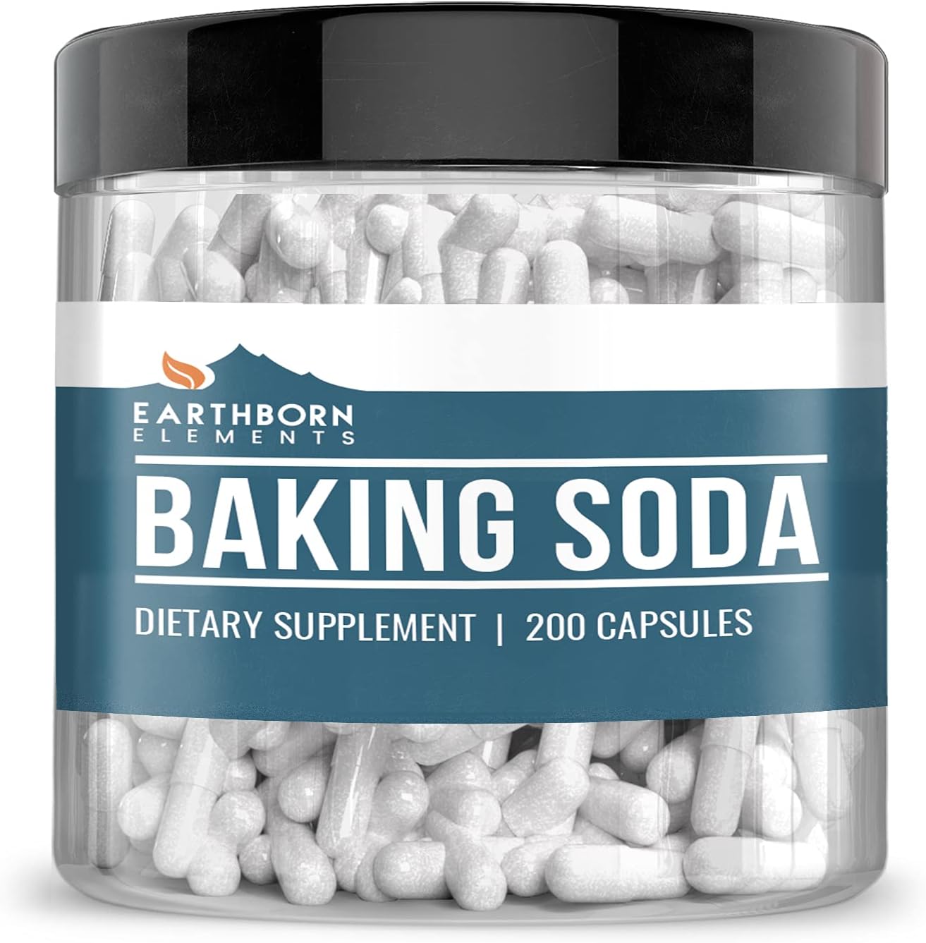 200 Earthborn Elements Baking Soda Capsules for Sodium Bicarbonate Supplementation