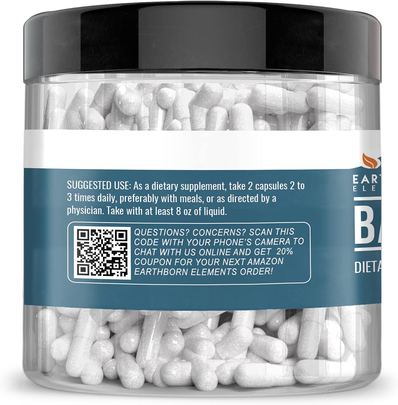 200 Earthborn Elements Baking Soda Capsules for Sodium Bicarbonate Supplementation