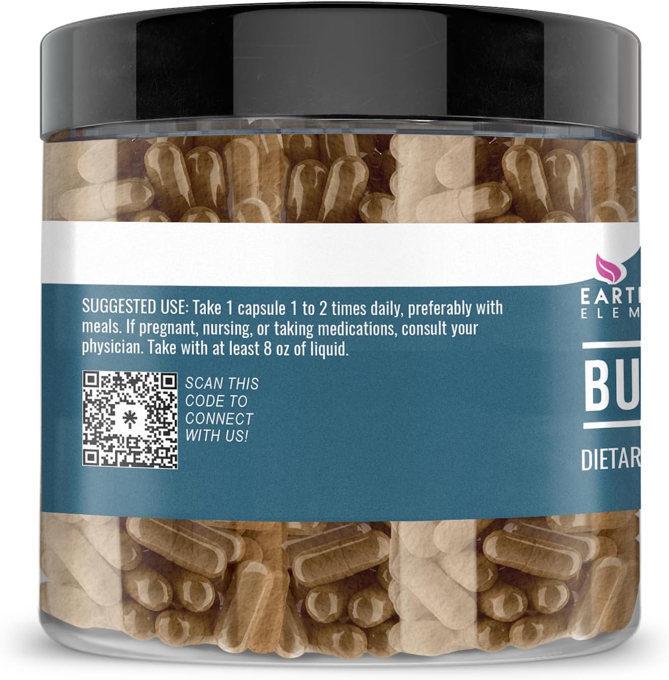 200 Earthborn Elements Burdock Root Capsules - Pure & Undiluted Without Additives