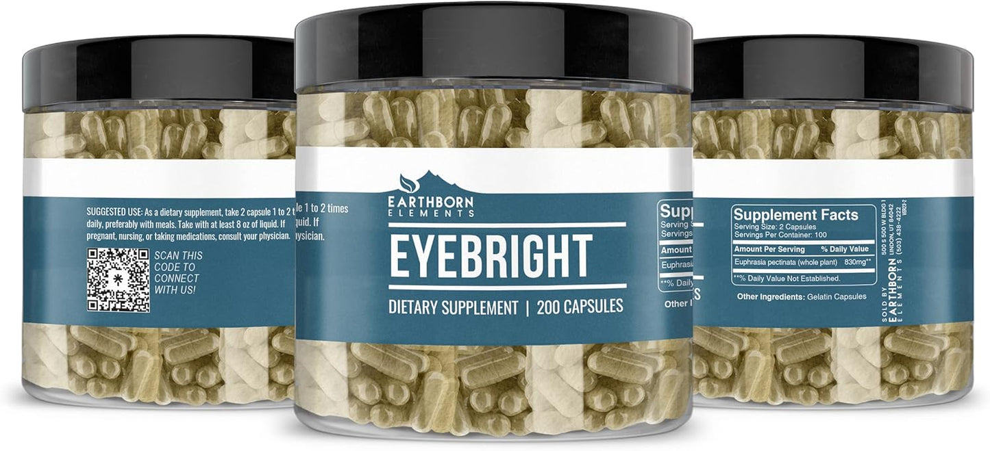 200 Earthborn Elements Eyebright Capsules - Pure & Undiluted, No Additives
