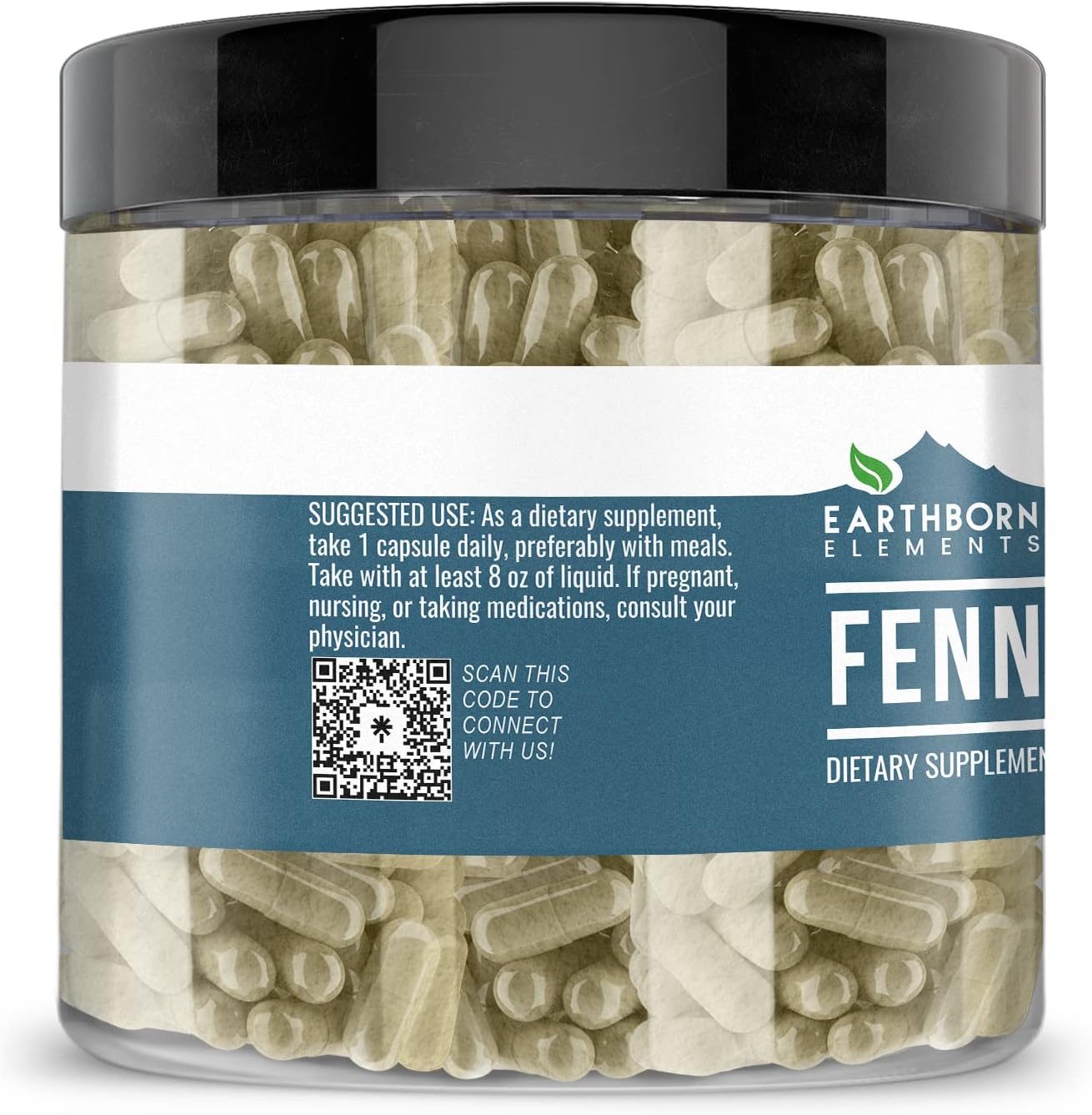 200 Earthborn Elements Fennel Seed Capsules - Pure & Undiluted, Additive-Free
