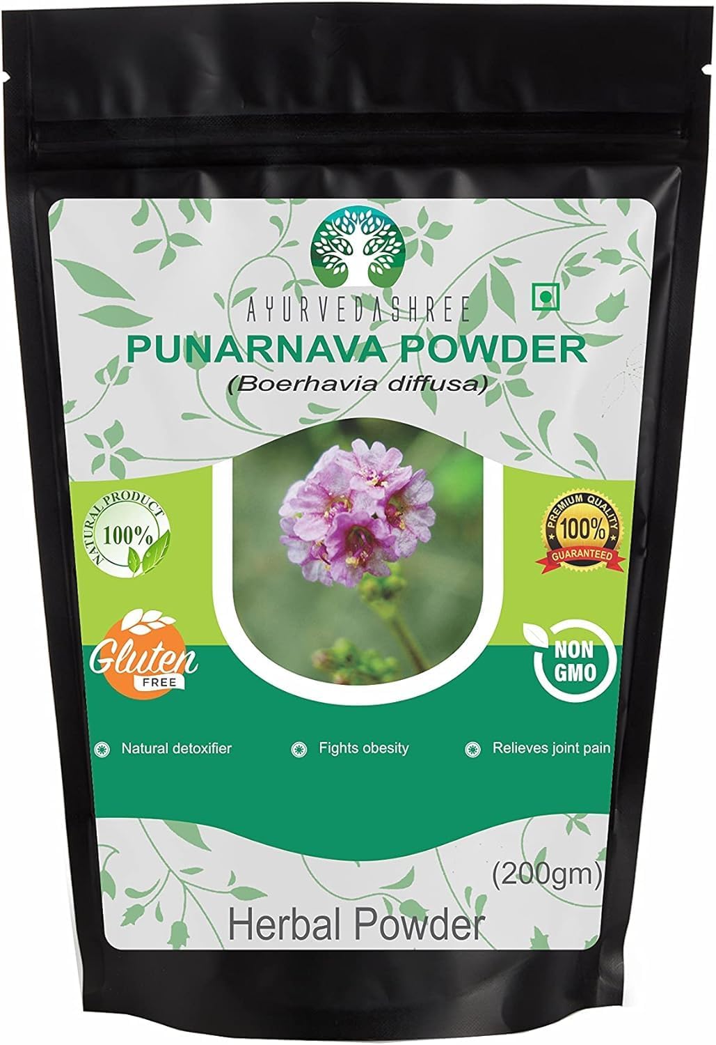200 Gm AYURVEDASHREE Punarnava Powder - Boerhavia Diffusa for Weight Management, Kidney, Liver - Non GMO, Vegan, Gluten Free