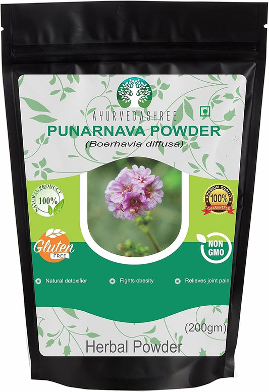 200 Gm AYURVEDASHREE Punarnava Powder - Boerhavia Diffusa for Weight Management, Kidney, Liver - Non GMO, Vegan, Gluten Free