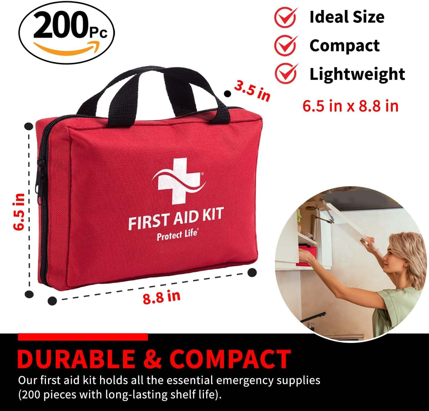 200 Piece Business First Aid Kit for Office, School & Commercial Use - Emergency Medical Supplies