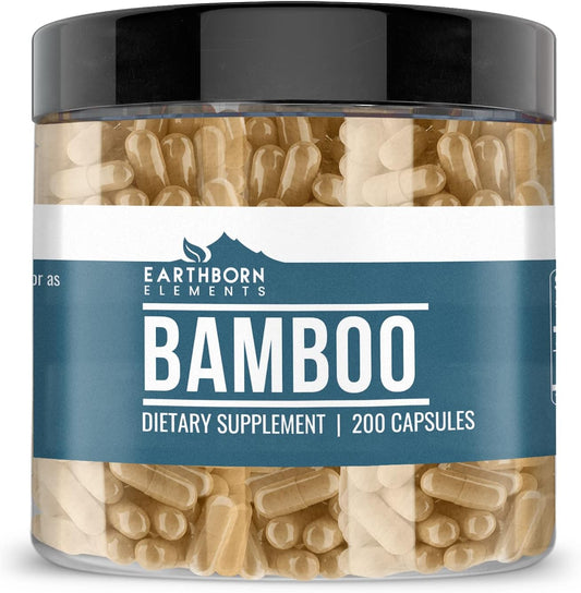 200 Pure Bamboo Capsules by Earthborn Elements - No Additives, Undiluted