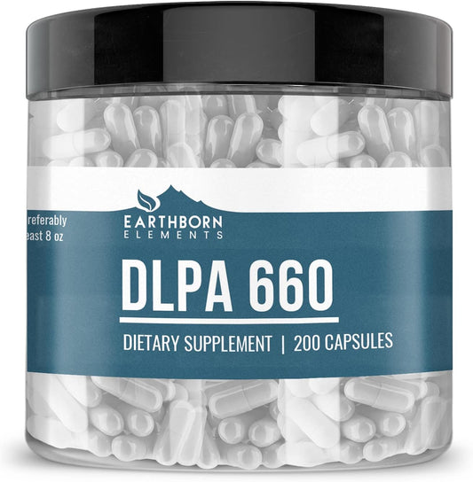 200 Pure DL-Phenylalanine Capsules by Earthborn Elements - No Additives, Undiluted Formula