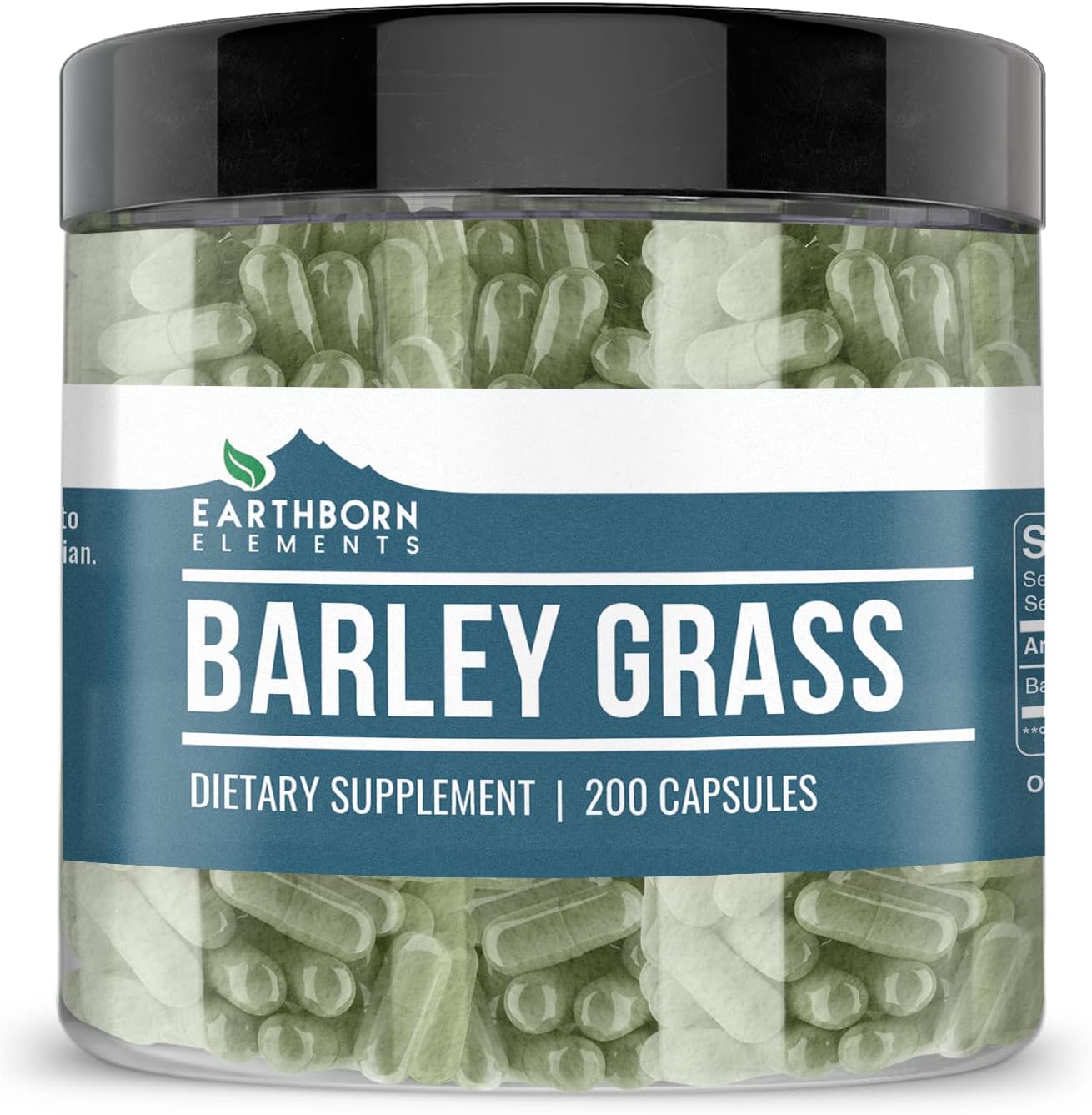200 Pure & Undiluted Barley Grass Capsules - Earthborn Elements, Additive-Free
