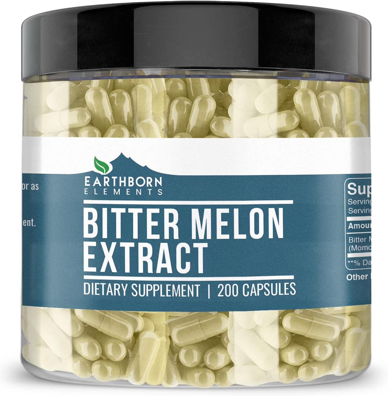 200 Pure & Undiluted Bitter Melon Capsules by Earthborn Elements - Additive-Free Formula