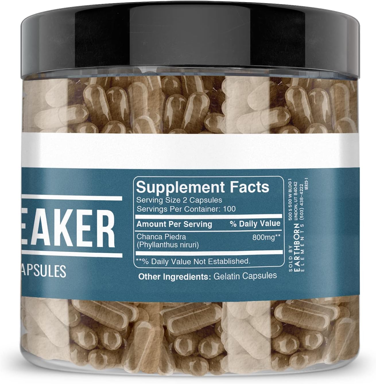 200 Pure & Undiluted Chanca Piedra (Stone Breaker) Capsules by Earthborn Elements