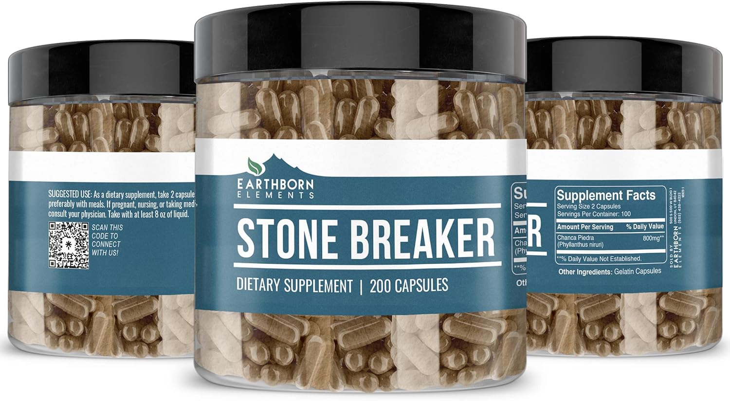 200 Pure & Undiluted Chanca Piedra (Stone Breaker) Capsules by Earthborn Elements