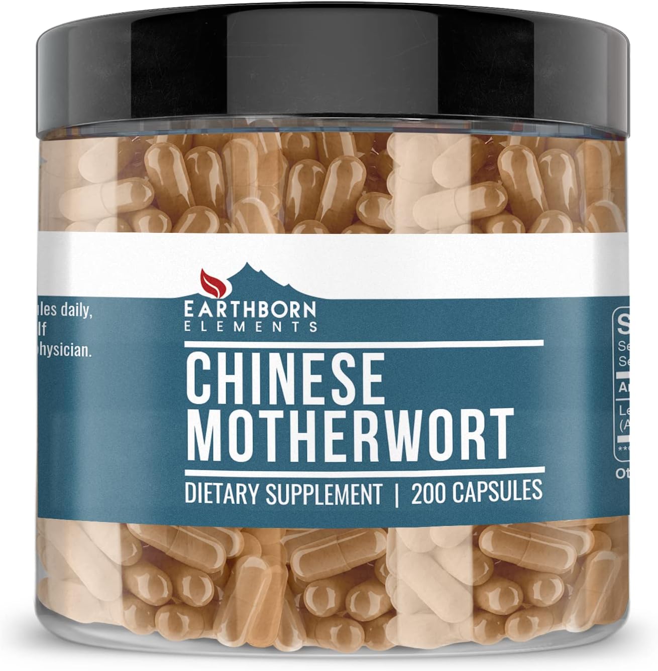200 Pure & Undiluted Chinese Motherwort Capsules by Earthborn Elements - No Additives