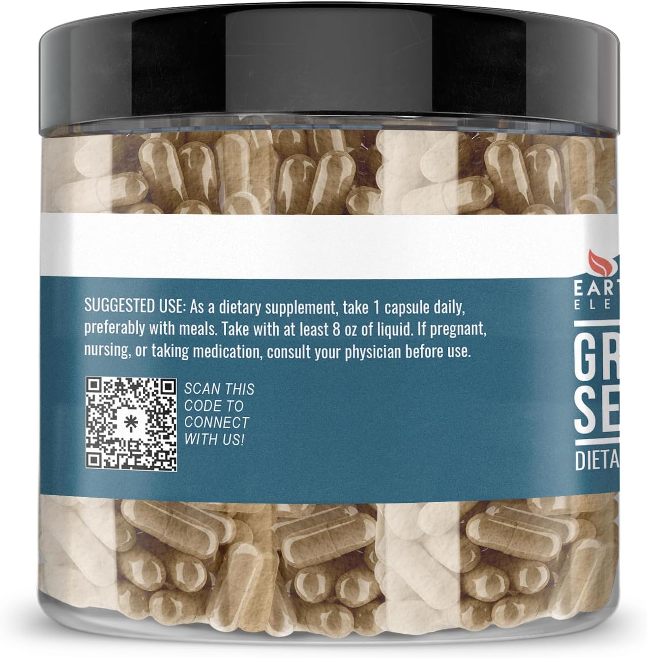 200 Pure & Undiluted Grapefruit Seed Extract Capsules by Earthborn Elements - No Additives Included