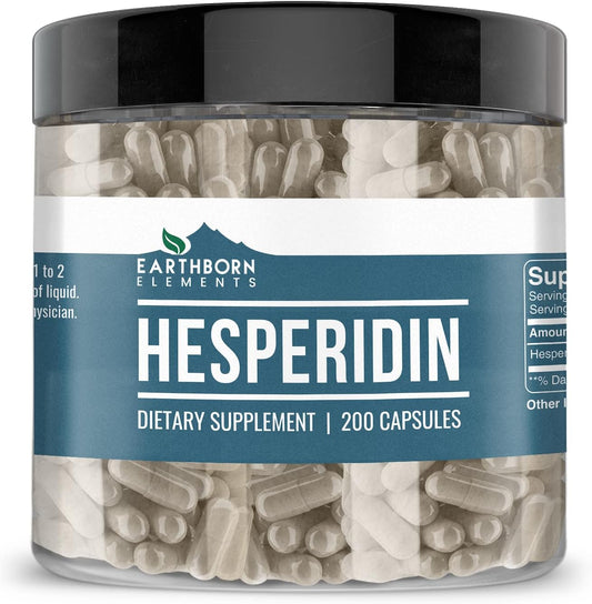 200 Pure & Undiluted Hesperidin Capsules by Earthborn Elements - Additive-Free Formula
