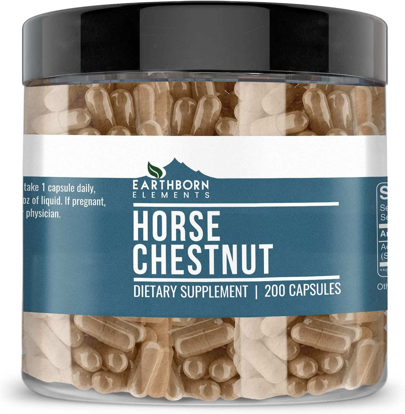 200 Pure & Undiluted Horse Chestnut Capsules by Earthborn Elements - No Additives